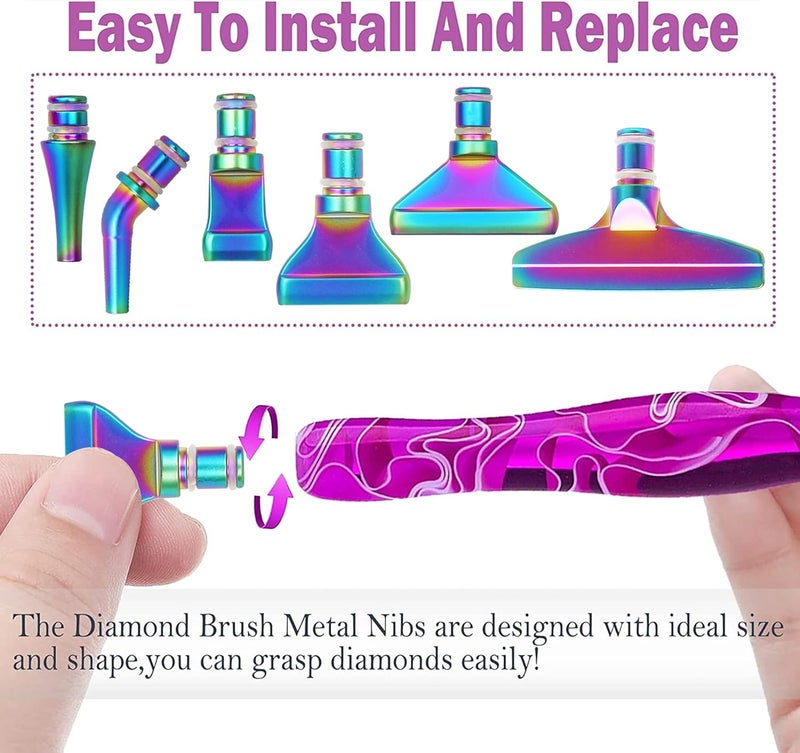 Heyseri Diamond Art Pens, 14pcs Diamond Painting Pen Accessories Tools Set, Stainless Steel Metal Pen Tips, Ergonomic Art Drill Pens, Comfort Grip and Faster Drilling - Image 2